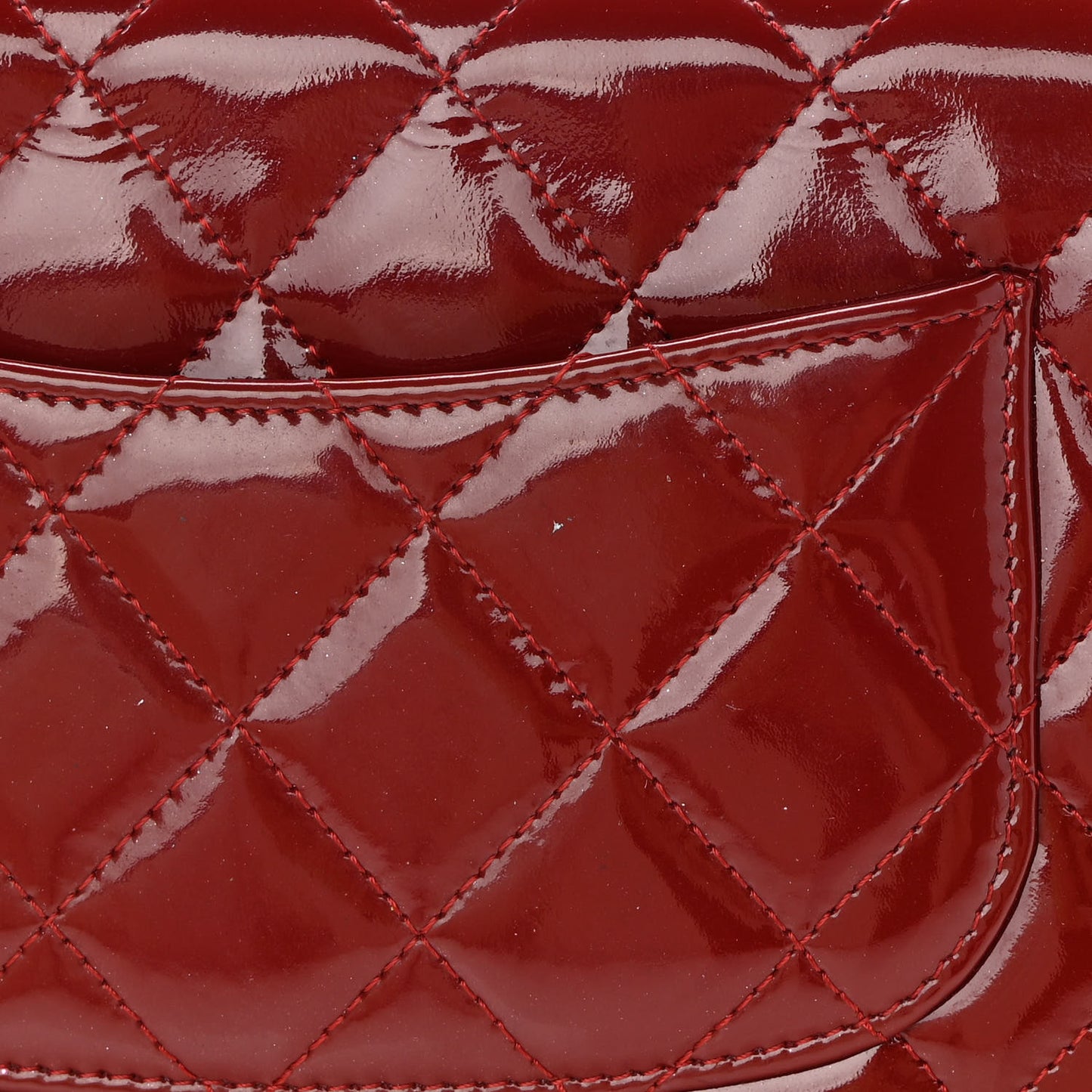 Patent Quilted Wallet On Chain WOC Red