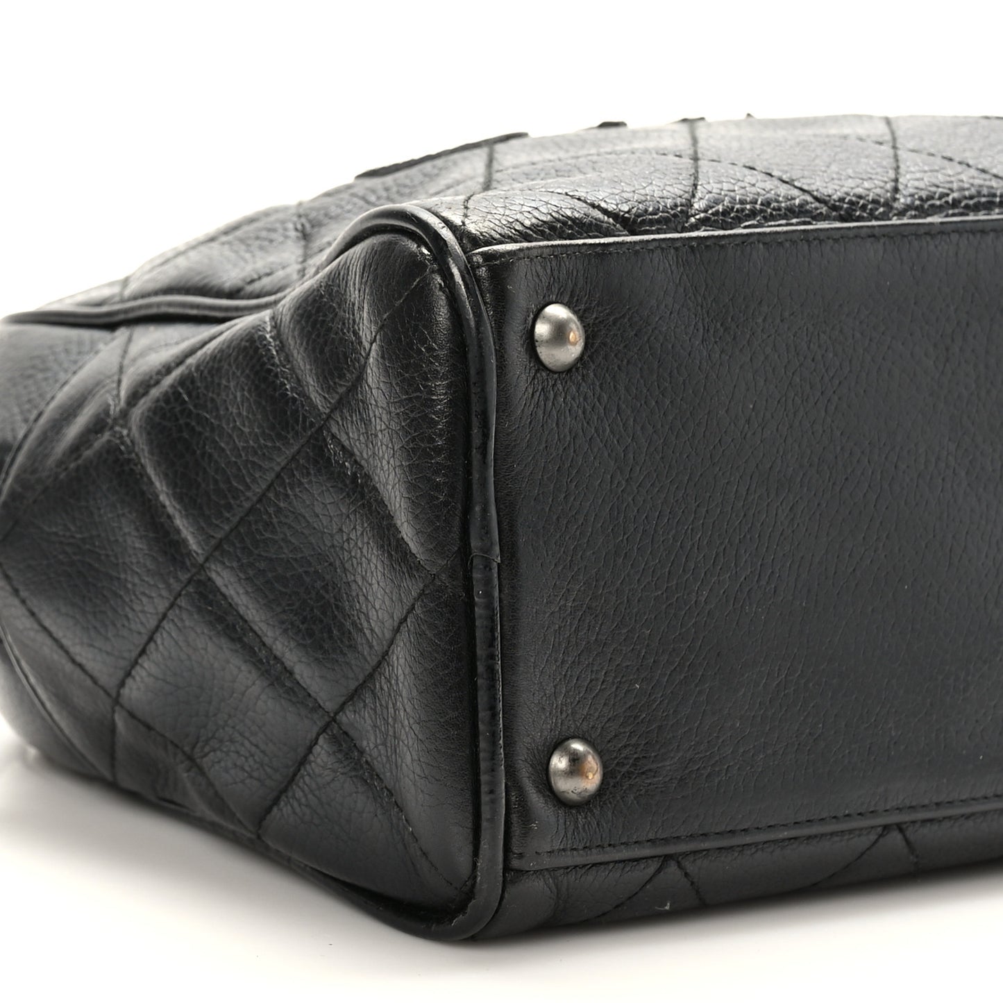 Caviar Patent Quilted Bowler Black