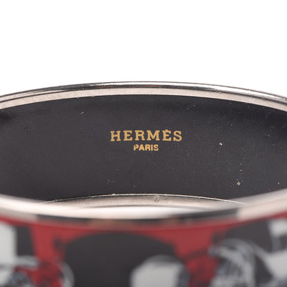 Hermes Enamel Printed Wheels Of Carriage Caleche Wide Bracelet 70 4 of 5