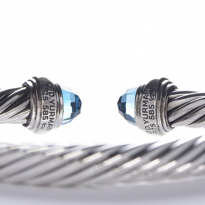 David Yurman Sterling Silver 14K Yellow Gold Blue Topaz 7mm Cable Classics Bracelet 4 of 4