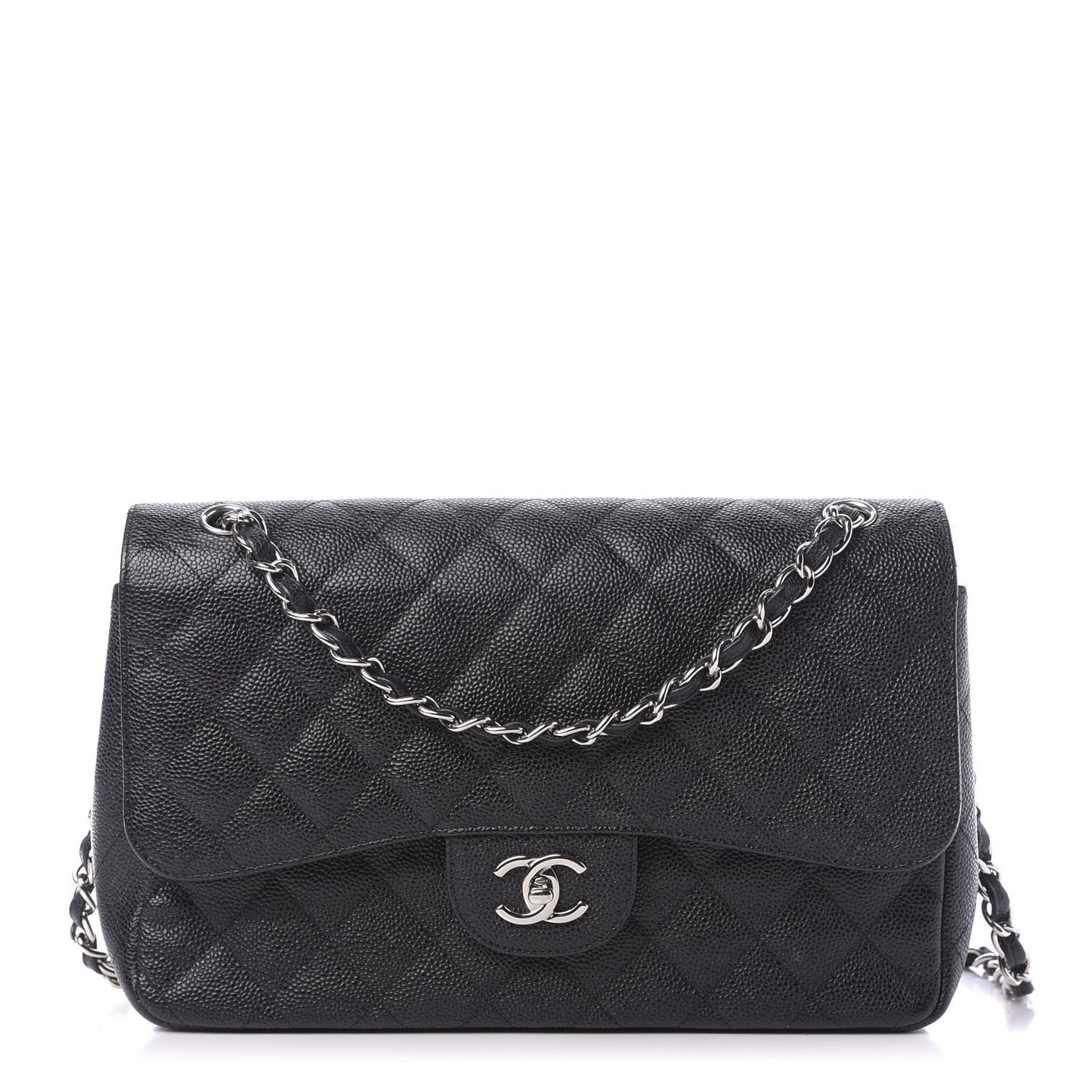 Caviar Quilted Jumbo Double Flap Black