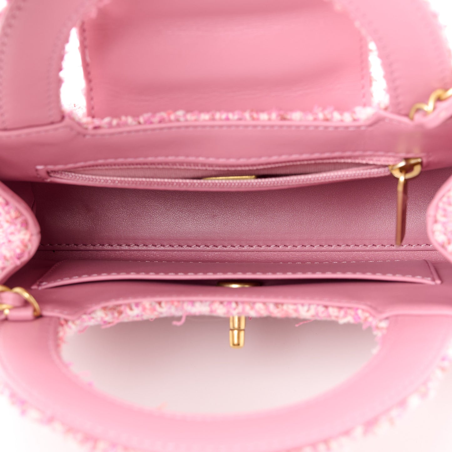 Tweed Quilted Nano Kelly Shopper Pink