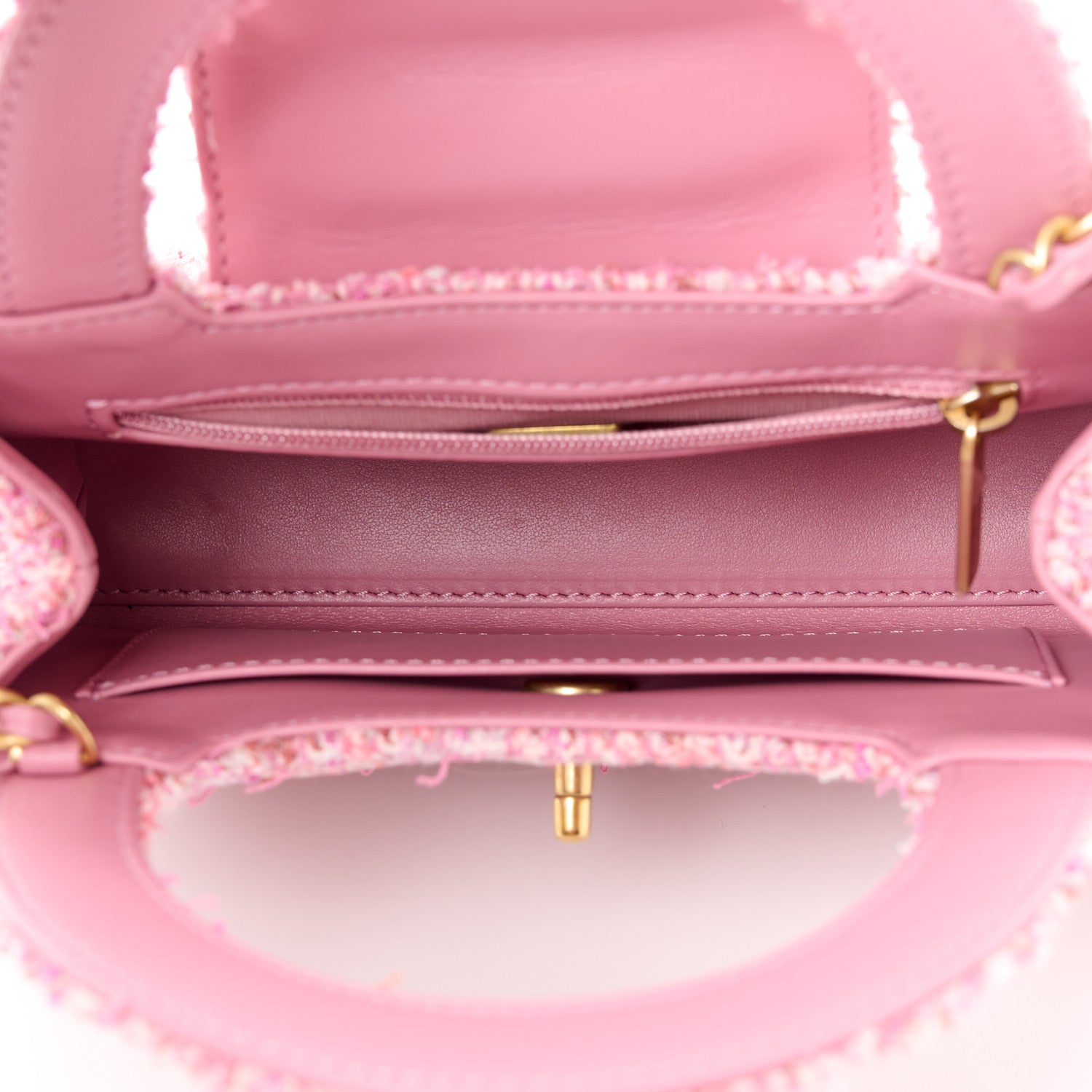 Chanel Tweed Quilted Nano Kelly Shopper Pink 5 of 13