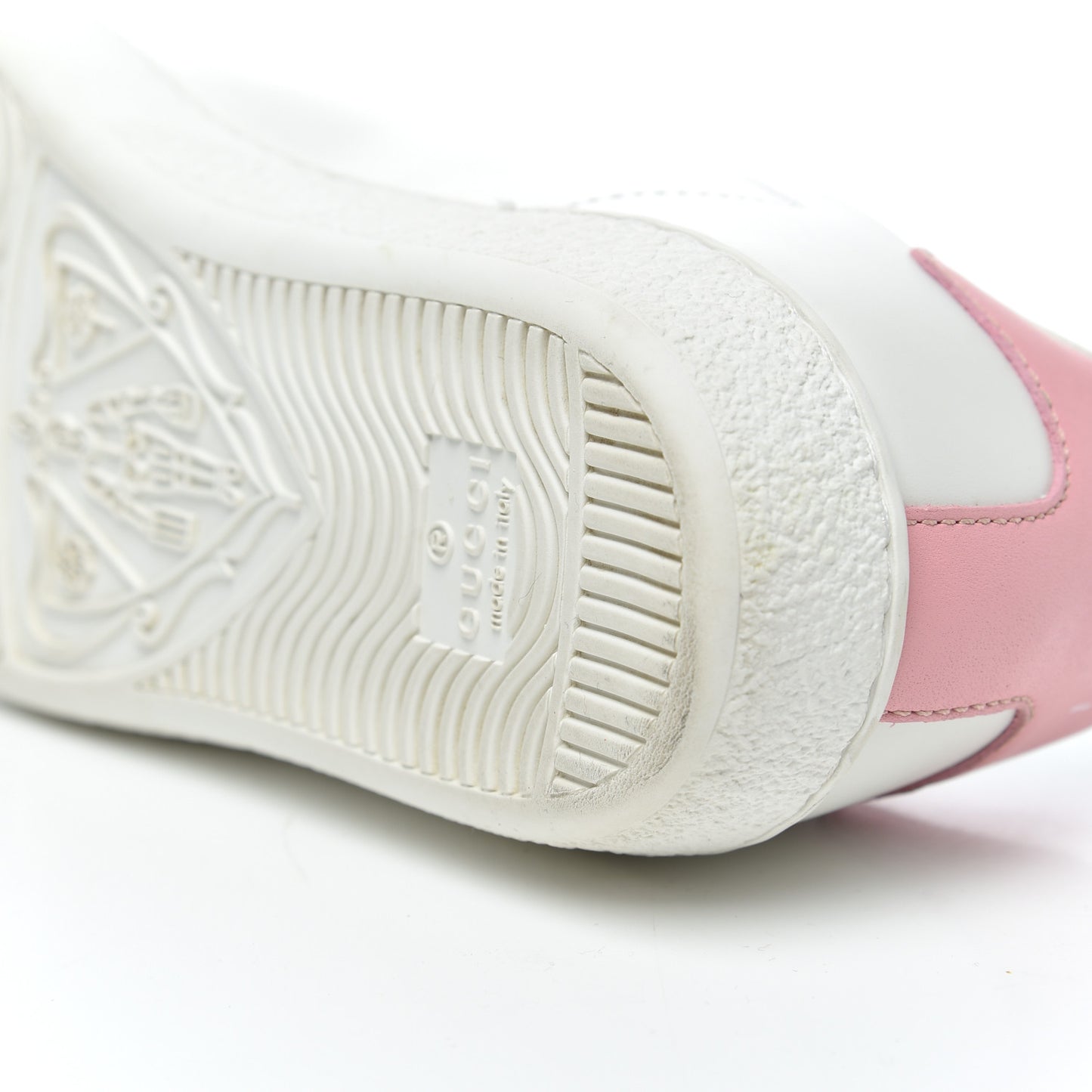 Calfskin Interlocking G Perforated Womens Ace Sneakers 35 White Wild Rose