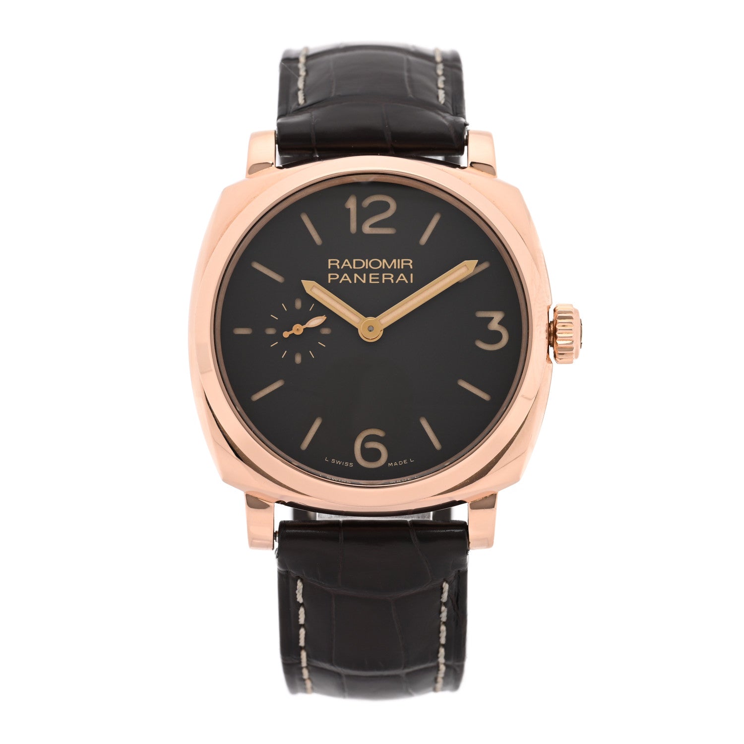 Panerai 18K Rose Gold Alligator 42mm Radiomir 1940 ORO Rosso Manual Winding Watch Brown PAM00513 1 of 5