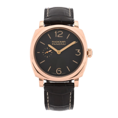 Panerai 18K Rose Gold Alligator 42mm Radiomir 1940 ORO Rosso Manual Winding Watch Brown PAM00513 1 of 5