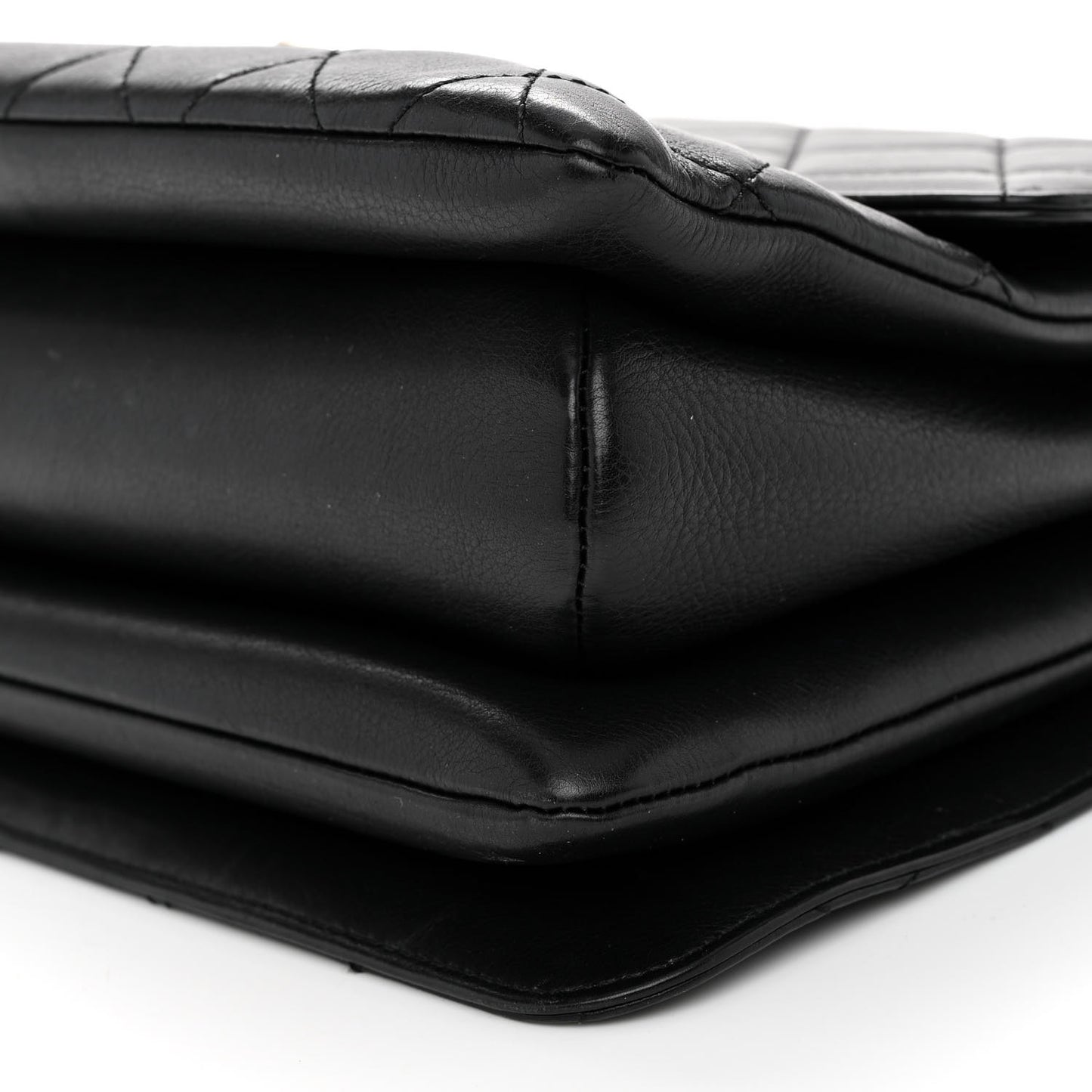 Calfskin Quilted Small Gold Top Handle Flap Black