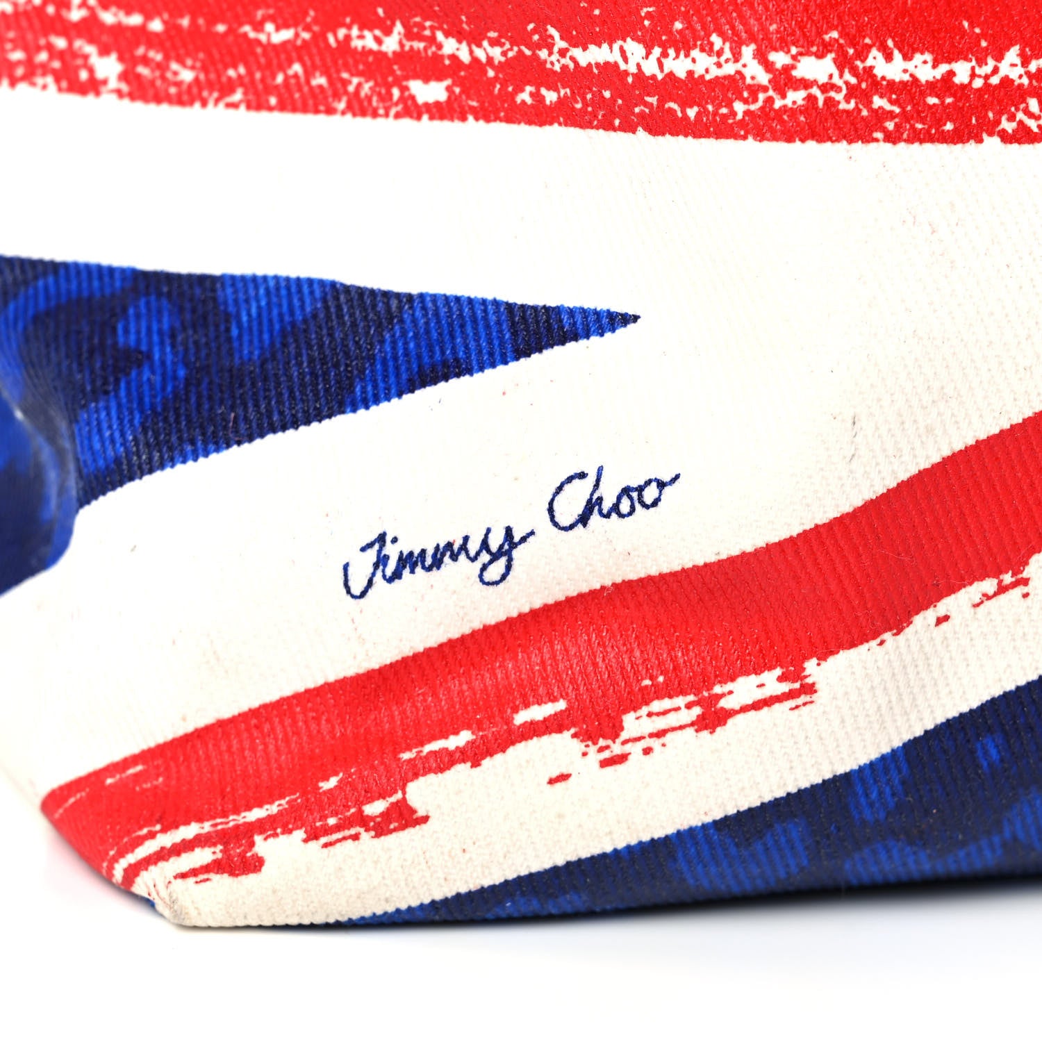 Jimmy Choo Denim Calfskin Studded Union Jack Print Tote 7 of 13