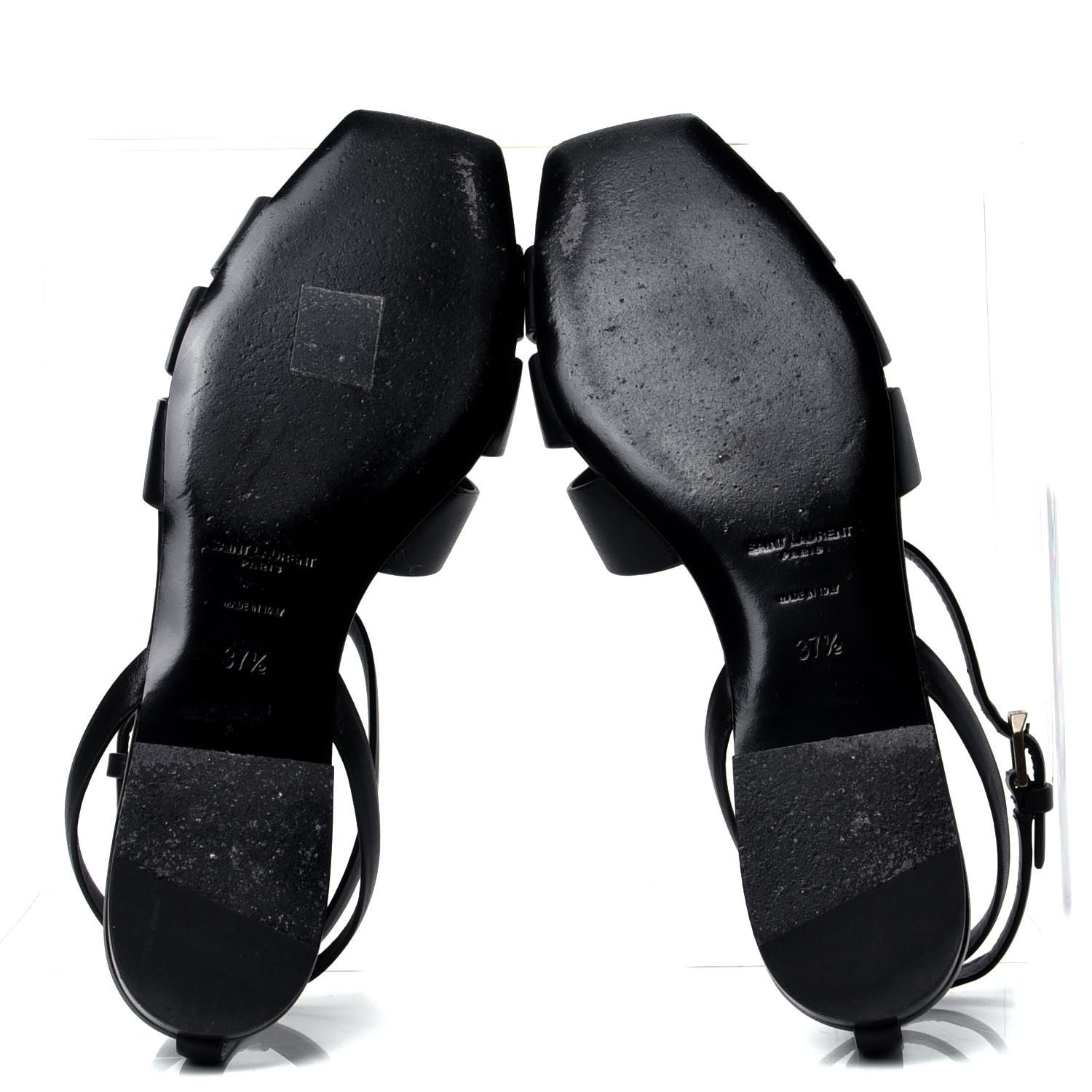 Saint Laurent Calfskin Tribute 05 Ankle Strap Flat Sandals 37.5 Black 7 of 10