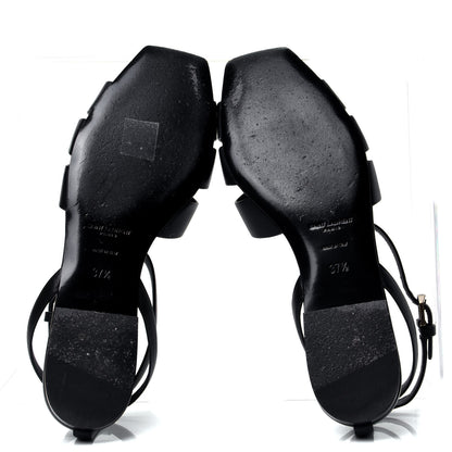 Saint Laurent Calfskin Tribute 05 Ankle Strap Flat Sandals 37.5 Black 7 of 10