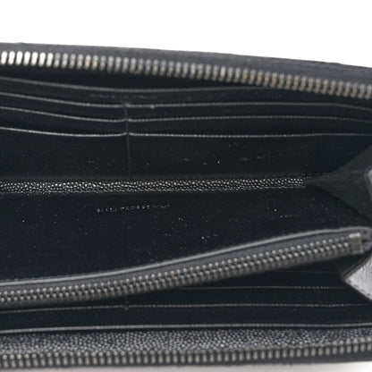 Saint Laurent Grain De Poudre Matelasse Chevron Monogram Monochrome Zip Around Wallet Black 5 of 12