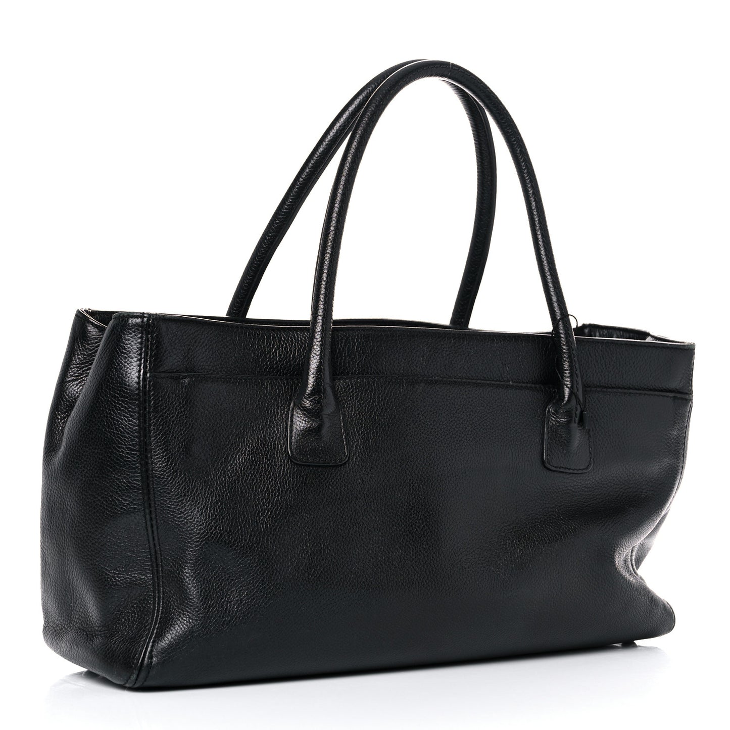 Calfskin Mademoiselle Lock Cerf Executive Shopper Tote Black