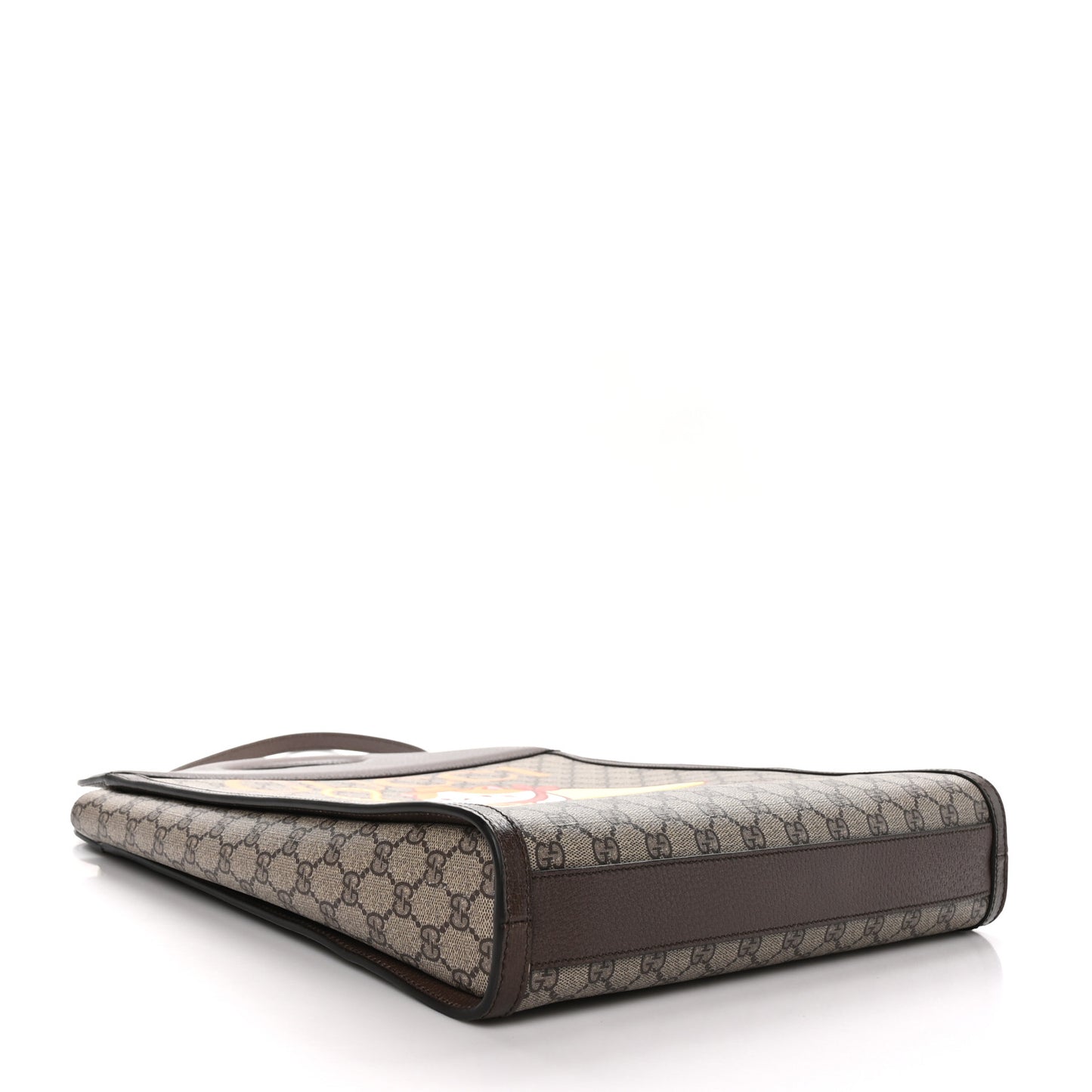 X BNF Supreme Monogram Textured Dollar Calfskin Bananya Print Top Slip Handle Tote Beige Ebony Multicolor New Acero