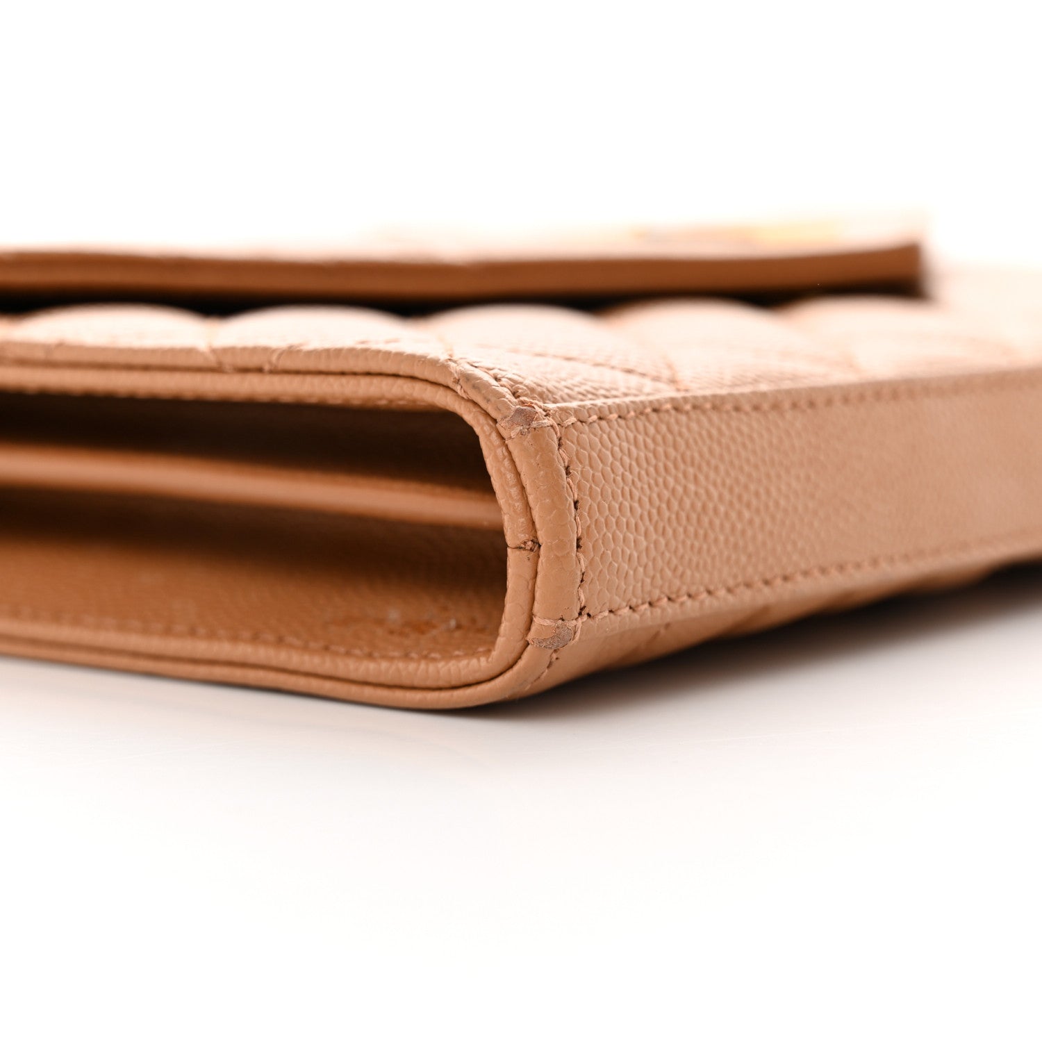 Saint Laurent Grain De Poudre Mixed Matelasse Triquilt Monogram Chain Wallet Dune 9 of 12
