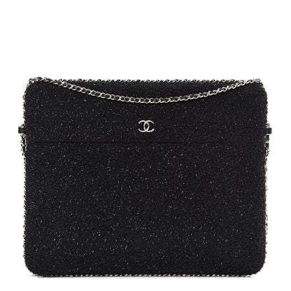 Chanel Tweed Chain Around Tablet Holder Crossbody Black 1 of 10