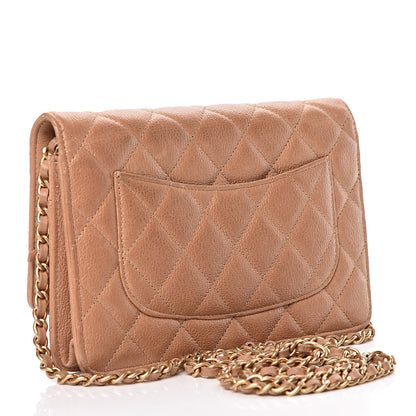 Chanel Letter Calfskin Embossed Quilted Wallet On Chain WOC Beige 4 of 15