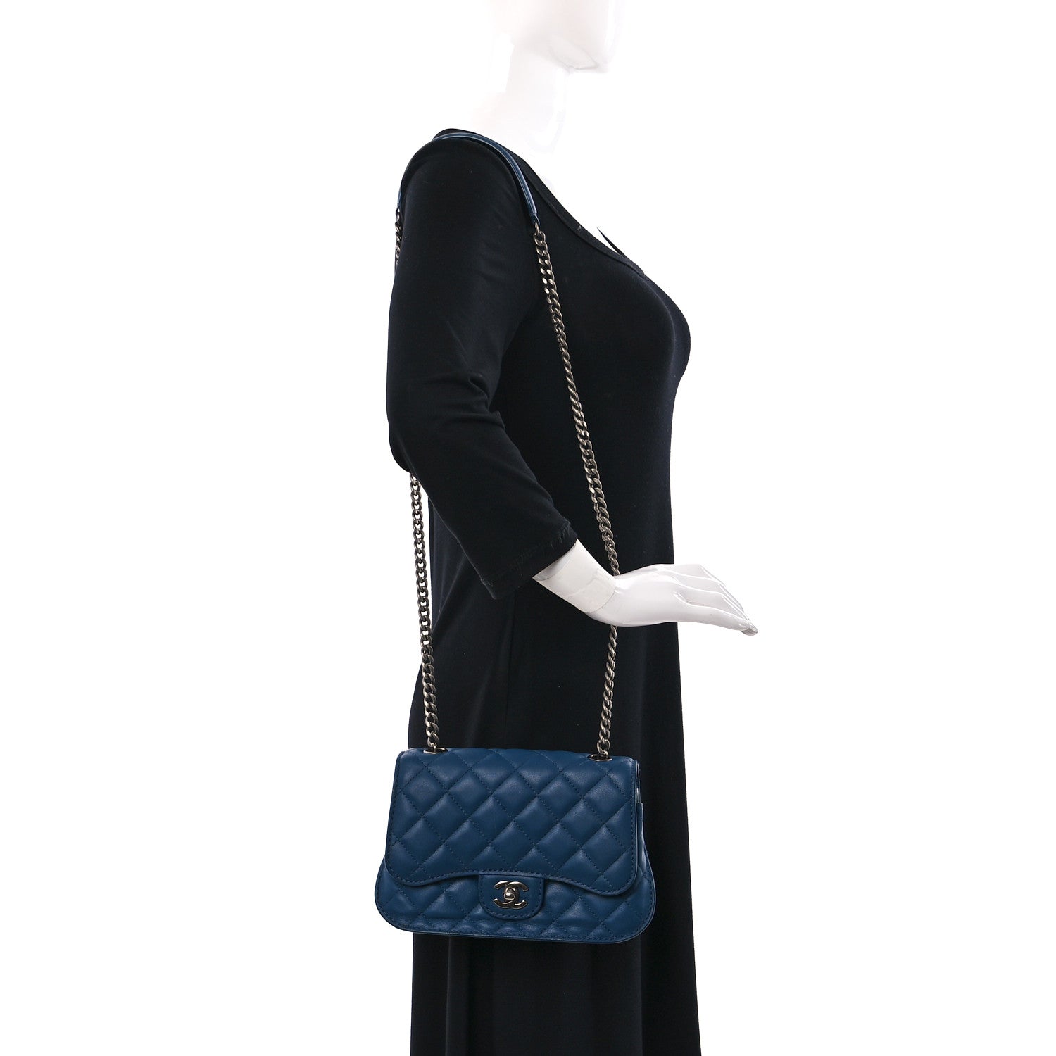 Chanel Lambskin Quilted Small Natural CC Flap Navy 2 of 11