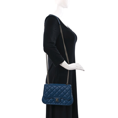 Chanel Lambskin Quilted Small Natural CC Flap Navy 2 of 11