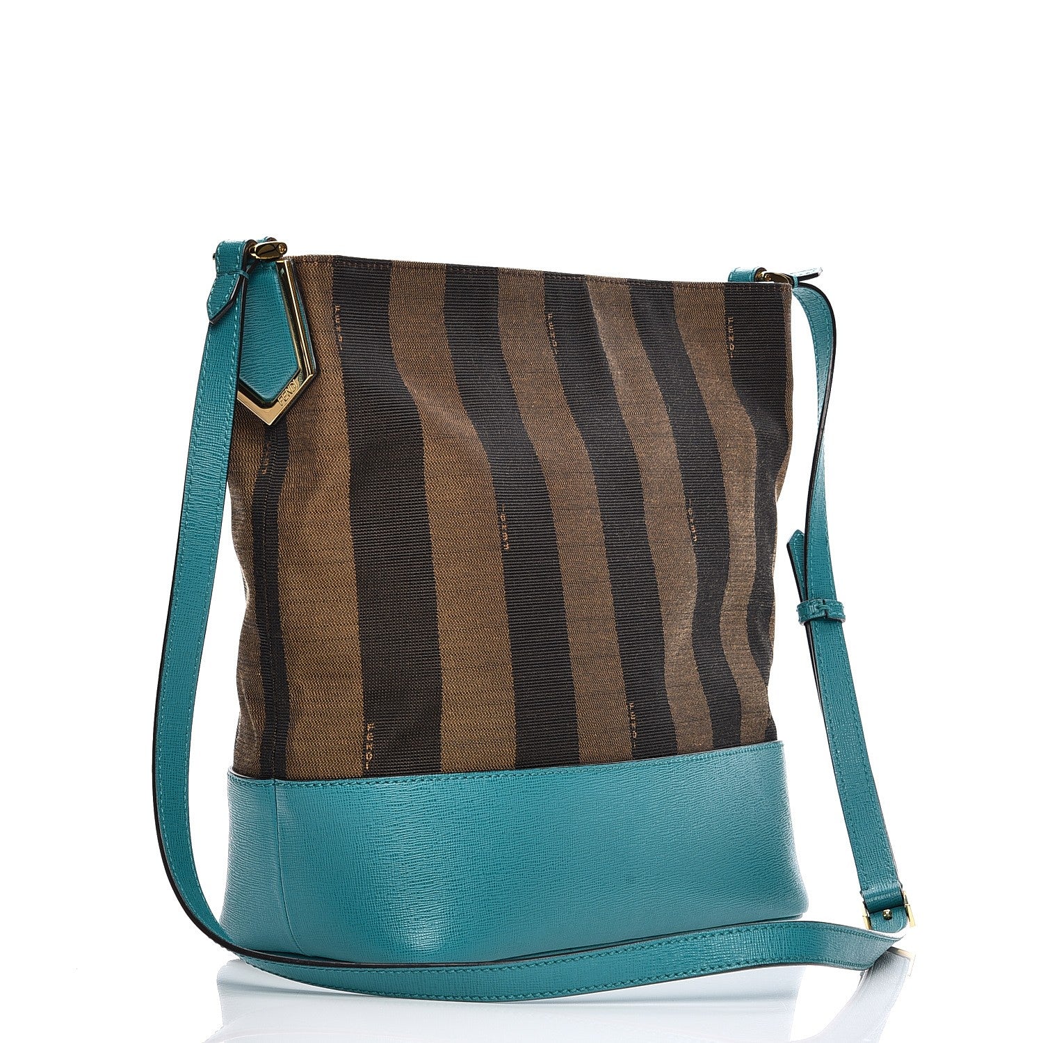 Fendi Pequin Vitello Elite 2Jours Bucket Bag Tobacco Jungle 3 of 10