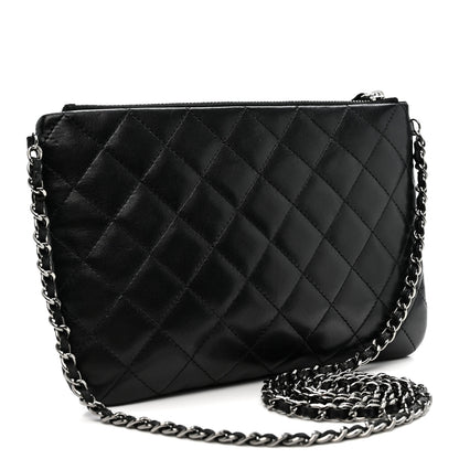 Chanel Lambskin Quilted Front Pocket Clutch With Chain Black 3 of 11