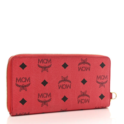 MCM Visetos Studded Zip Around Wristlet Wallet Red 3 of 12
