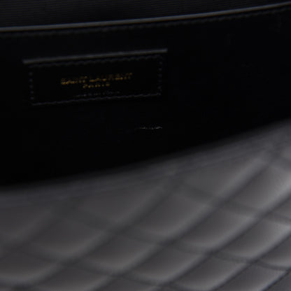 Saint Laurent Grain De Poudre Textured Mixed Matelasse Triquilt Medium Monogram Satchel Black 9 of 10