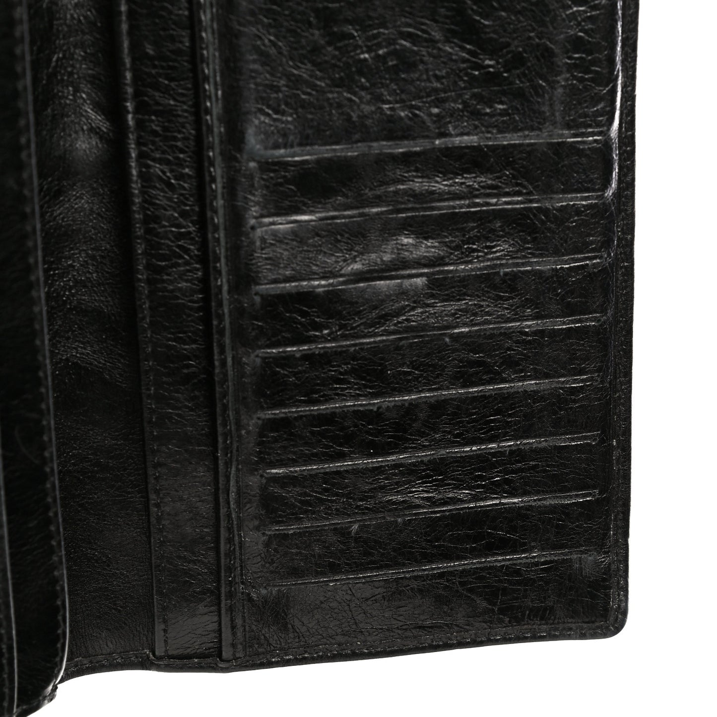 Aged Calfskin Quilted Cambon Yen Wallet Black