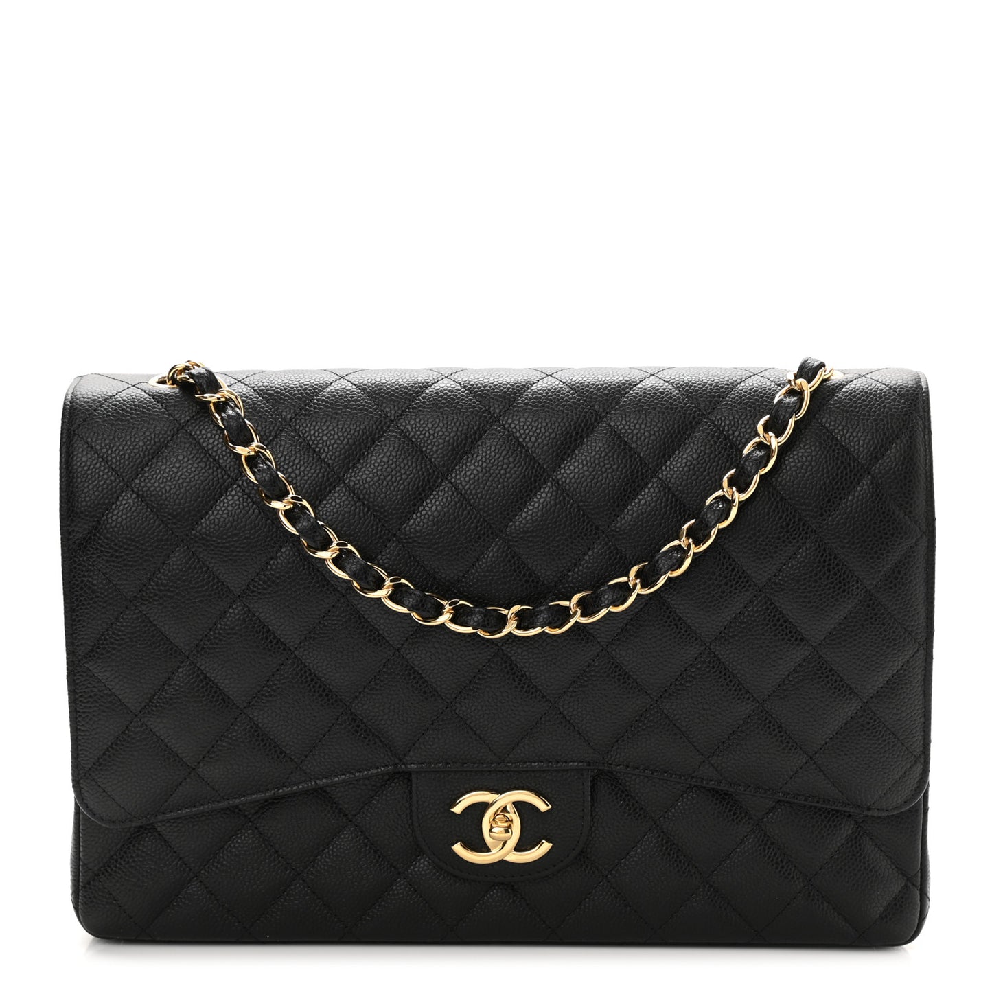 Caviar Quilted Maxi Double Flap Black