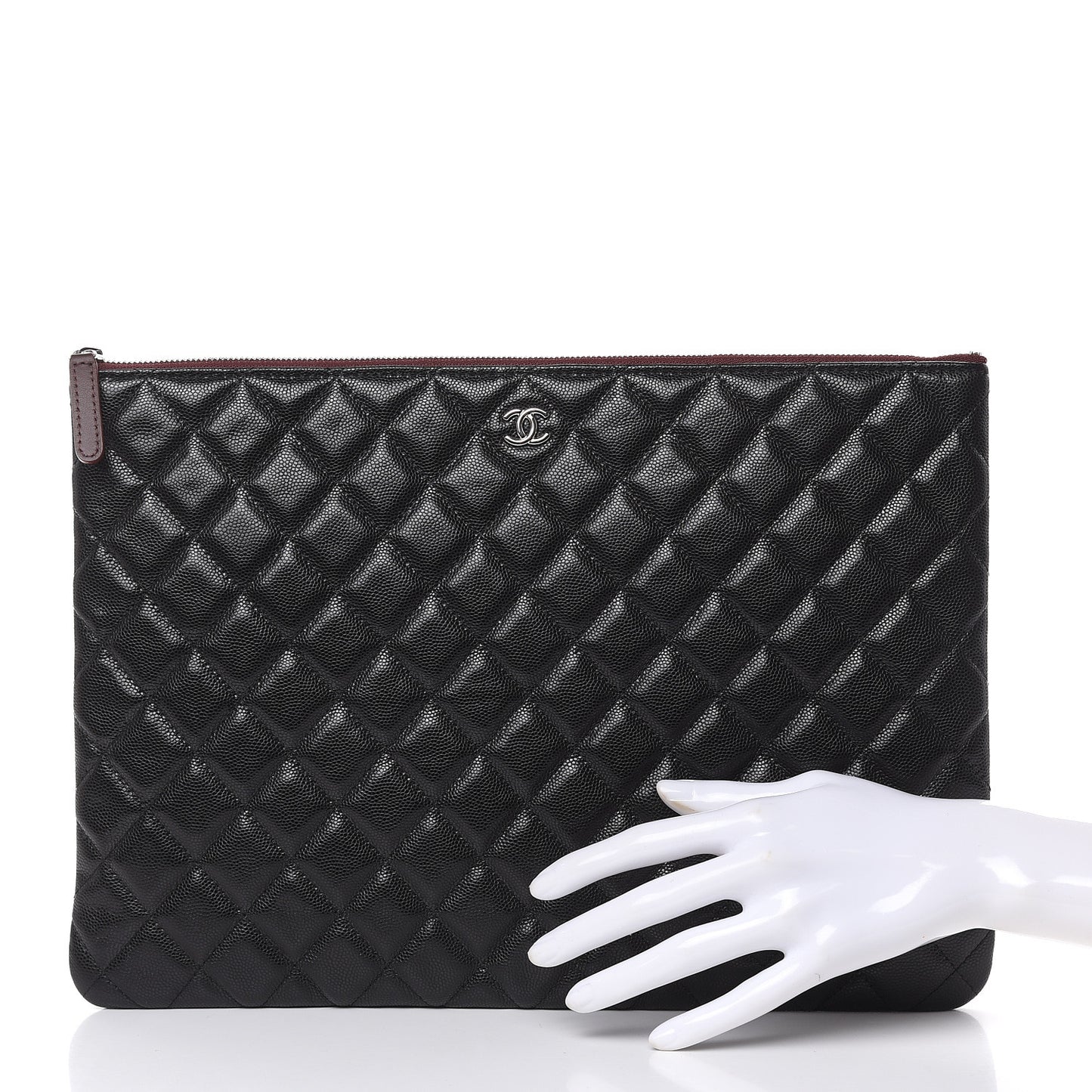 Caviar Quilted Large Cosmetic Case Black