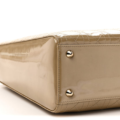 Christian Dior Patent Cannage Stitched Large Lady Dior Beige 8 of 10