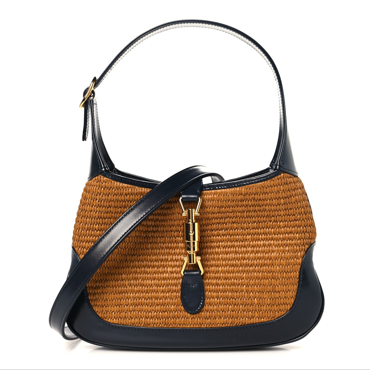 Gucci Straw Lux Boarded Dyana Lux Calfskin Small Jackie 1961 Hobo Natural Blue 1 of 11