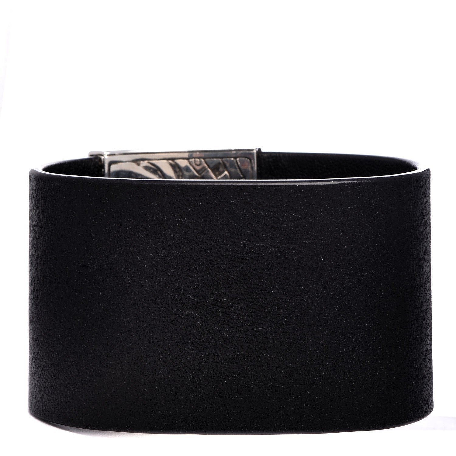 John Hardy Sterling Silver Calfskin Blue Topaz Macan Cuff Bracelet Black 3 of 4
