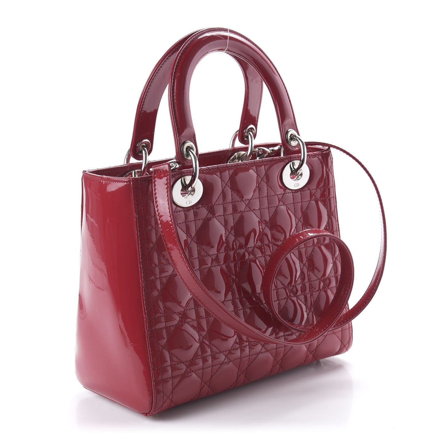 Patent Cannage Medium Lady Dior Red