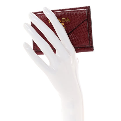 Prada Saffiano Metal Small Tri-Fold Wallet Cerise 2 of 8