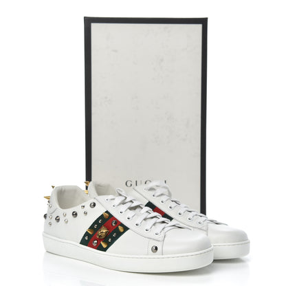 Gucci Mens Calfskin Web Studded Ace Sneakers 9.5 White 9 of 9
