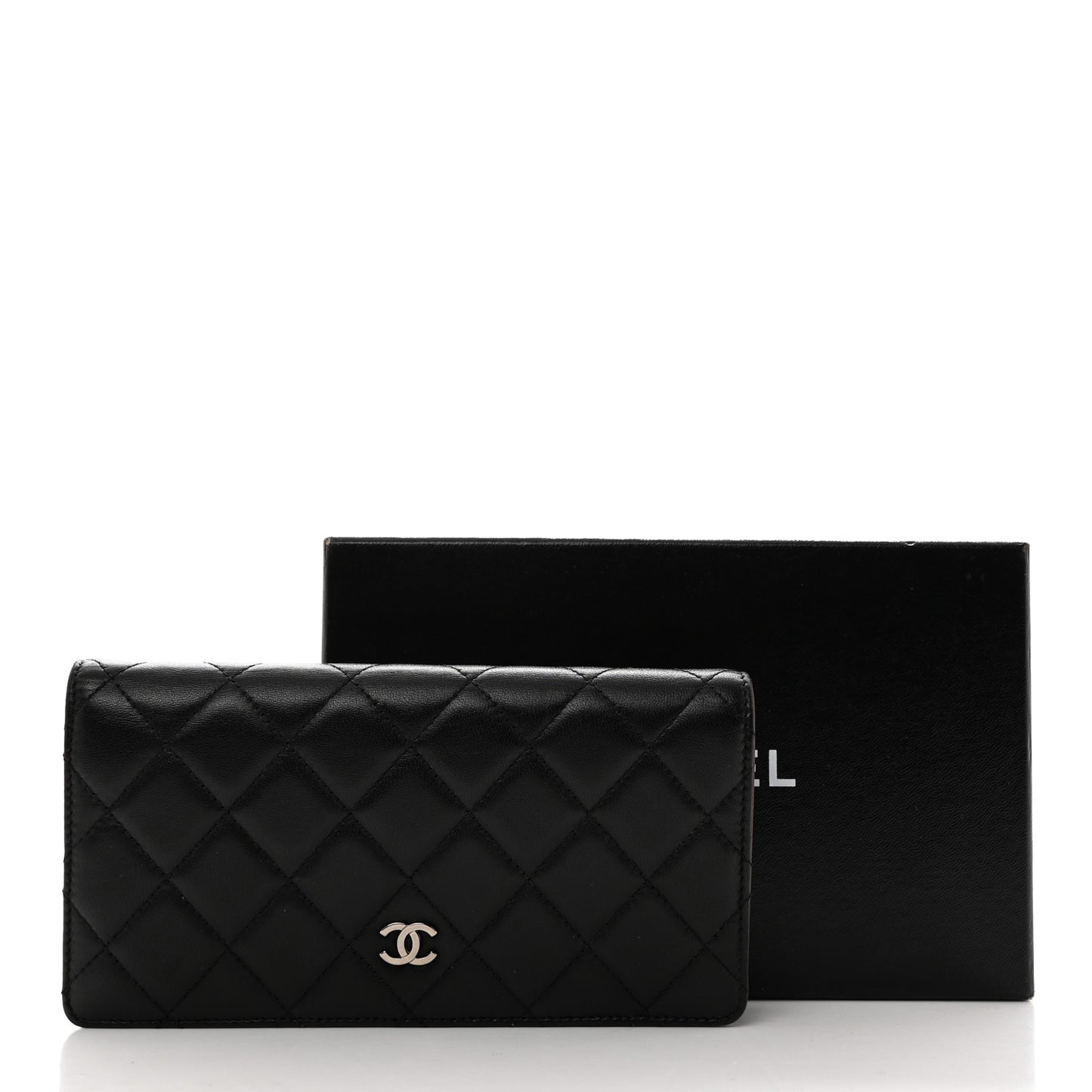 Lambskin Quilted Yen Wallet Black