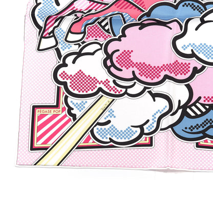 Hermes Silk Pegase Pop Pocket Square Rose Bleu Jean Jaune 4 of 6