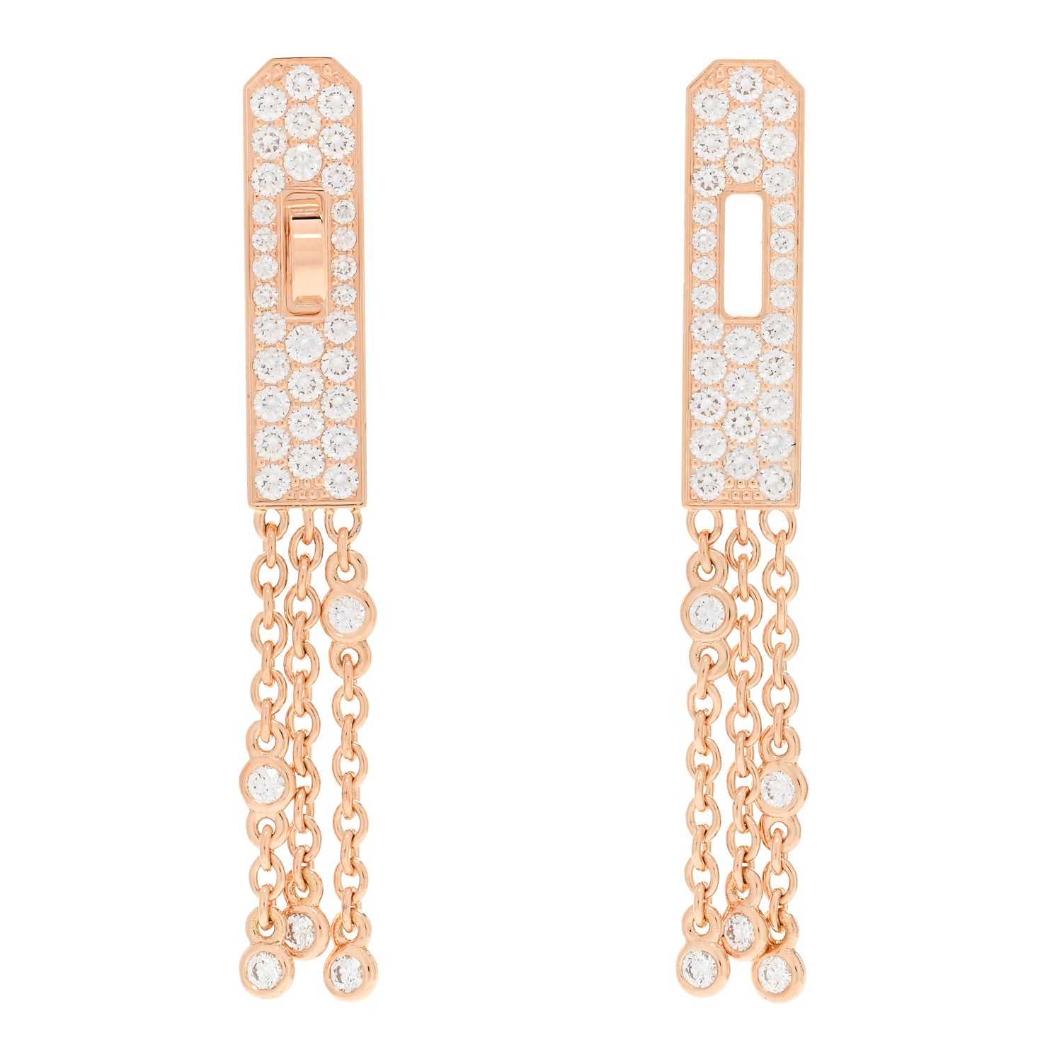 Hermes 18K Rose Gold Diamond Kelly Gavroche Pave Earrings 1 of 5