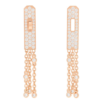 Hermes 18K Rose Gold Diamond Kelly Gavroche Pave Earrings 1 of 5