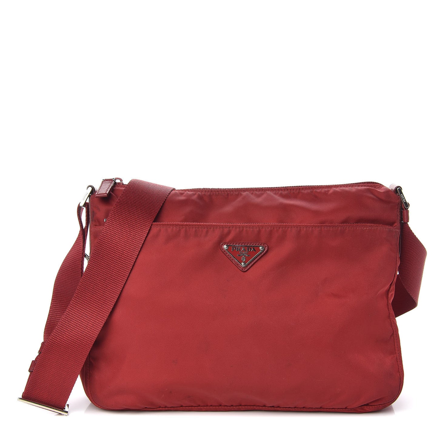 Tessuto Nylon Flat Messenger Bag Red