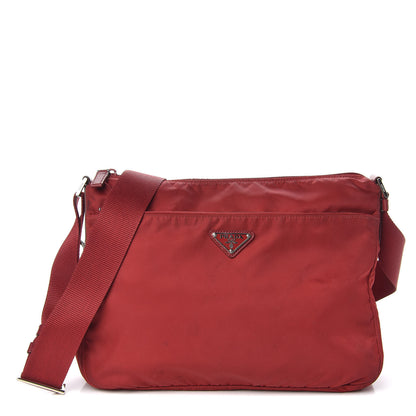 Prada Tessuto Nylon Flat Messenger Bag Red 1 of 12