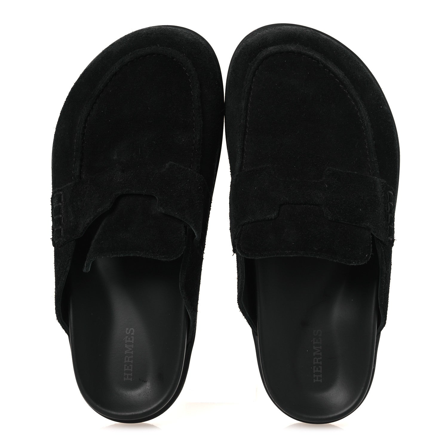 Hermes Suede Calfskin Go Mules 37 Black 2 of 11
