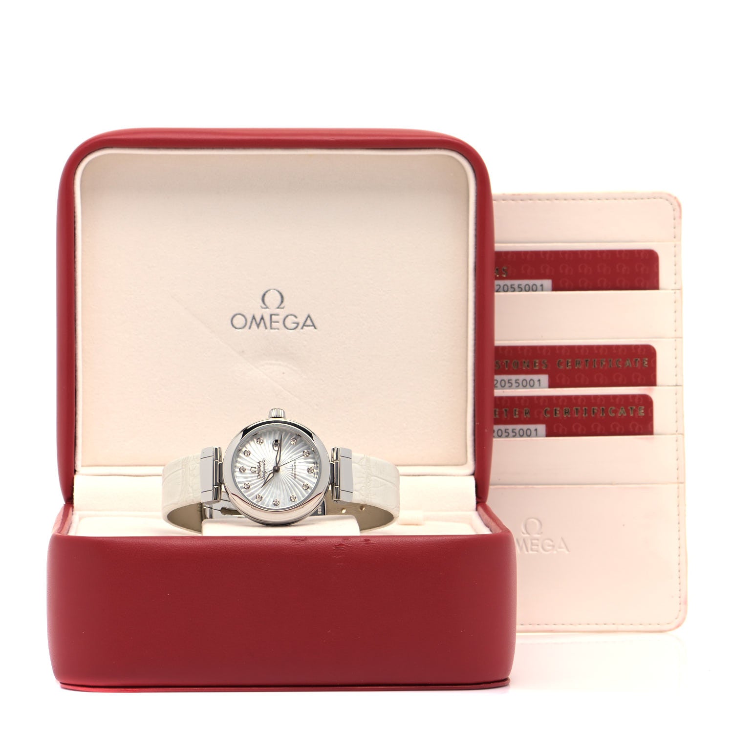 Omega Stainless Steel Calfskin Diamond Mother of Pearl 34mm De Ville Ladymatic Co-Axial Automatic Watch 425.33.34.20.55.001 5 of 5
