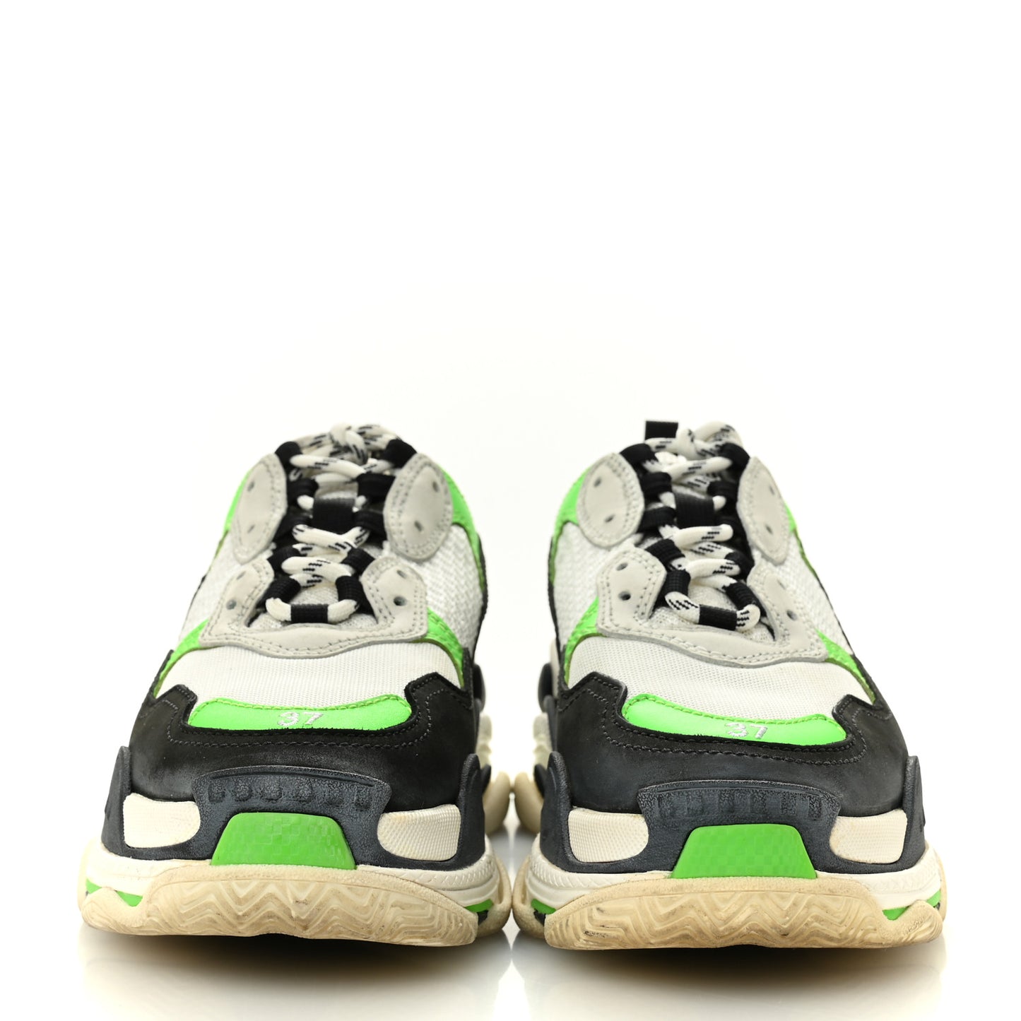 Fabric Mesh Womens Triple S Sneakers 37 White Green Fluo Black