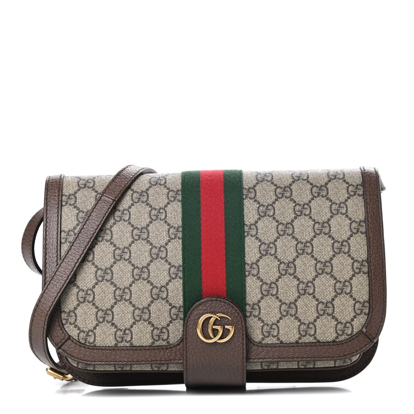 GG Supreme Monogram Web Ophidia Flap Messenger Bag Beige New Acero