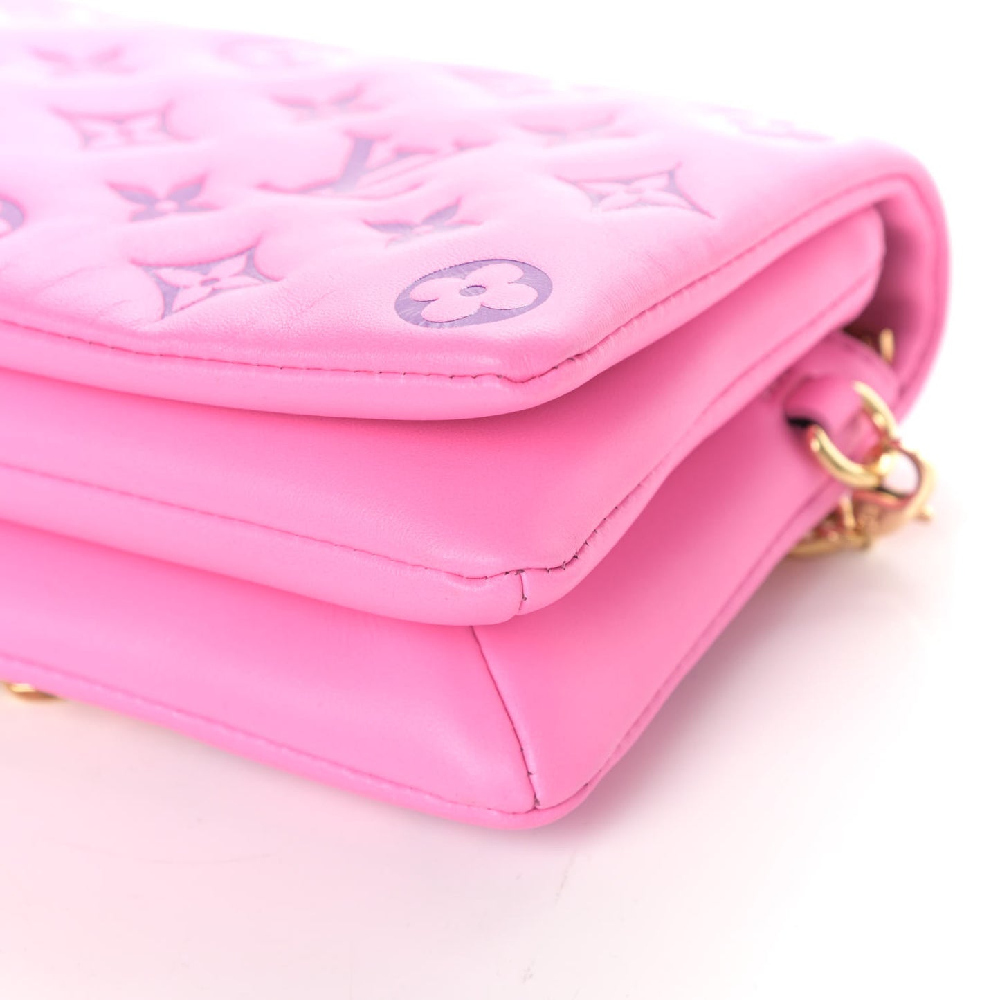 Lambskin Embossed Monogram Vuittamins Pochette Coussin Rose Violet
