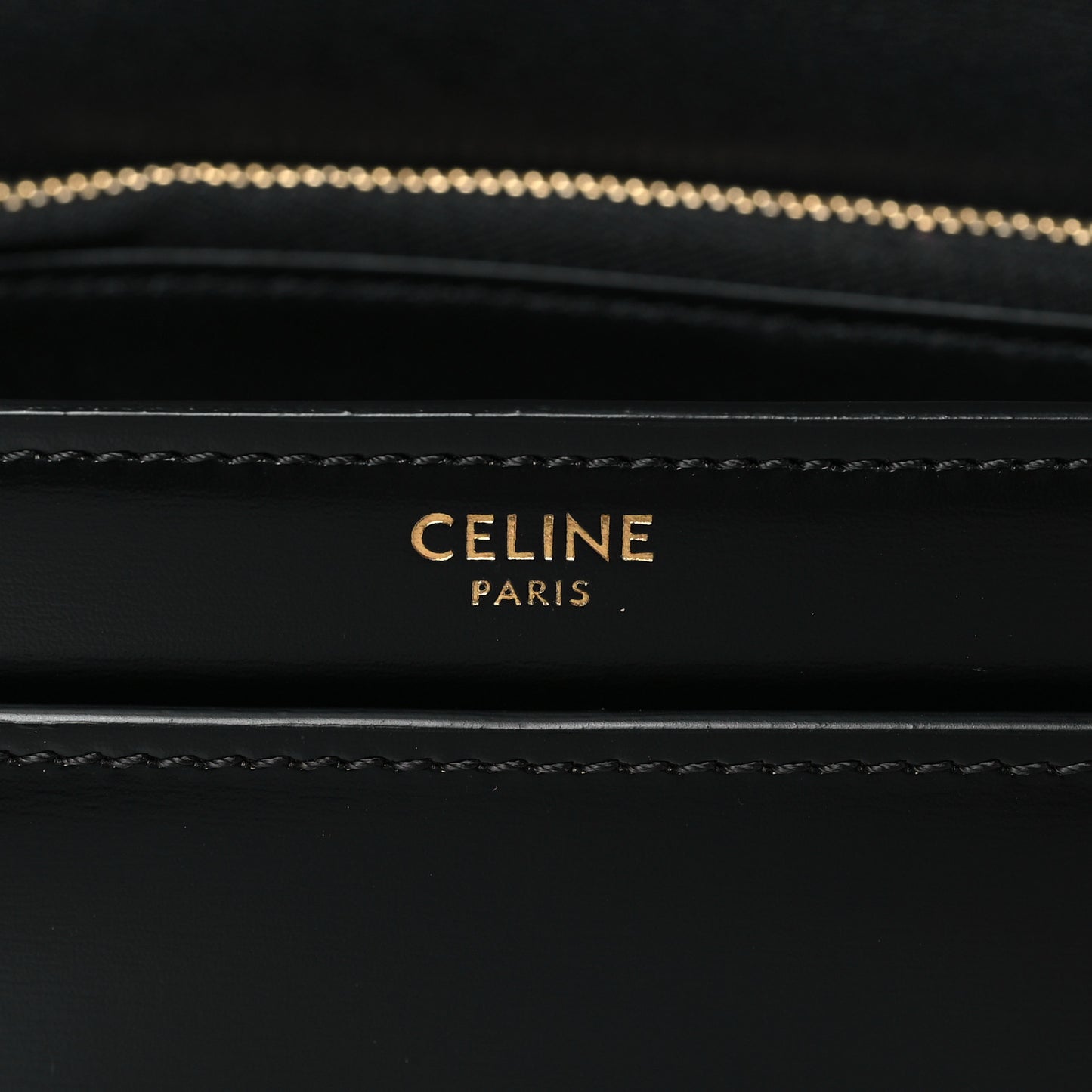 Shiny Calfskin Triomphe Chain Bag Black