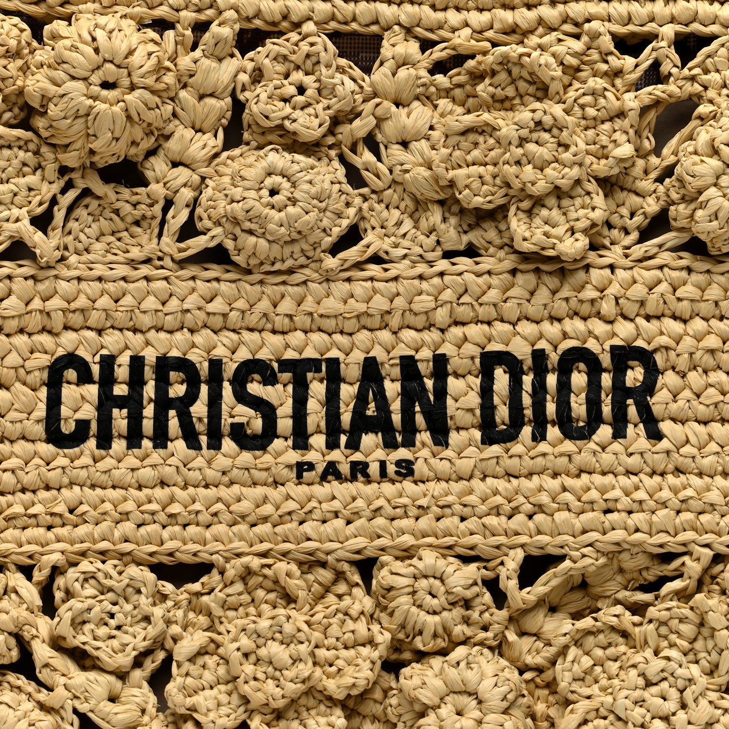 Christian Dior Woven Raffia Floral Embellished Small Book Tote Natural 10 of 12