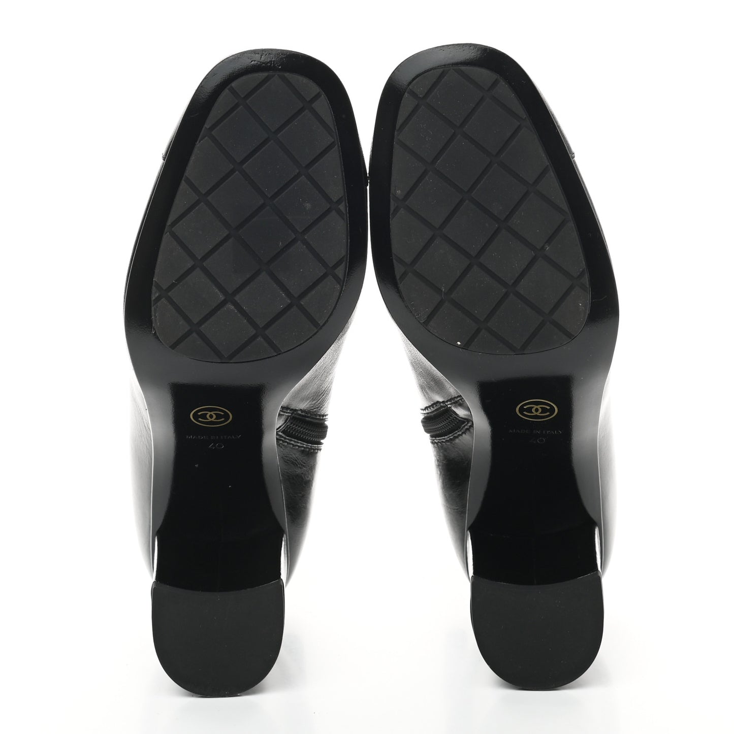 Crumpled Calfskin Cap Toe Chain Short Boots 40 Black