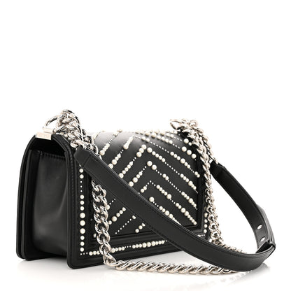 Chanel Calfskin Pearl Chevron Medium Boy Flap Black 3 of 10